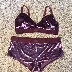 New Victoria’s Secret Pink set bralette matching panties purple Sz XXL